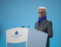 Christine Lagarde comparece tras la última reunión del BCE en 2022.