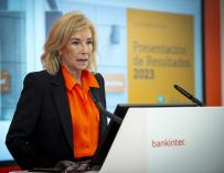 La consejera delegada de Bankinter, María Dolores Dancausa, ofrece una rueda de prensa de presentación de los resultados anuales de Bankinter en 2023