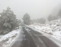 Cortada una carretera en Sierra Espuña por la nieve