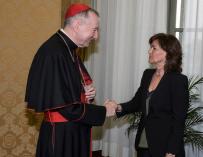 La vicepresidenta Carmen Calvo y el secretario de Estado del Vaticano, Pietro Parolin