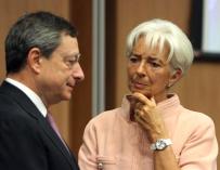 Mario Draghi y Cristina Lagarde./EFE