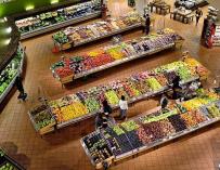 Sección de frutas y verduras de un supermercado