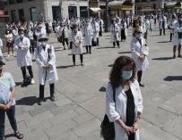 Protestas de médicos en la Puerta del Sol para reclamar más medios para la sanidad.