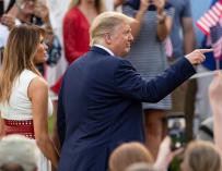 El presidente de EEUU, Donald Trump, junto a su mujer, en el día de la Independencia.