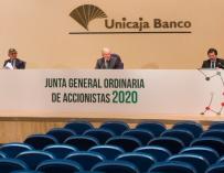 Imagen de la Junta General de Accionistas de Unicaja Banco, celebrada el 29 de abril de forma telemática.