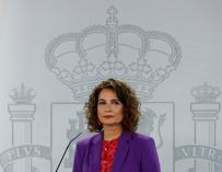 La ministra de Hacienda y portavoz del Gobierno, María Jesús Montero, durante la rueda de prensa posterior a la reunión semanal del Consejo de ministros