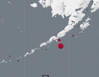 Ubicación del terremoto en aguas de Alaska