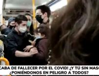 Sin mascarilla bronca metro Madrid