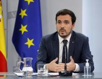El ministro de Consumo, Alberto Garzón, tras la reunión semanal del Consejo de Ministros