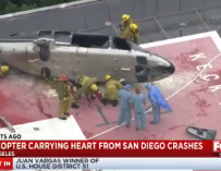 Captura del vídeo del helicóptero que llevaba el corazón de un donante