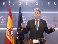 El portavoz económico de JxCat en el Congreso, Ferran Bel, ofrece una rueda de prensa en la Cámara Baja tras la Junta de Portavoces, en Madrid (España), a 30 de noviembre de 2020.