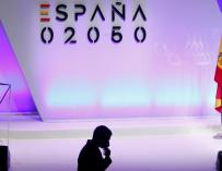 El presidente del Gobierno, Pedro Sánchez, en la presentación del plan España 2050.