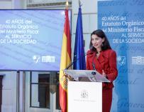 La ministra de Justicia, Pilar Llop, ofrece un discurso en el acto conmemorativo del 40 aniversario del Estatuto Orgánico del Ministerio Fiscal celebrado en Madrid.