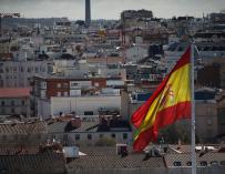 La bandera de España en una visual de los  tejados de Madird desde la Torre Colón.
07 marzo 2019, recursos, Madrid. 
Eduardo Parra / Europa Press
(Foto de ARCHIVO)
07/3/2019