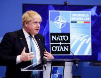 24 March 2022, Belgium, Brussels: UK Prime Minister Boris Johnson speaks during a press conference after the G7 meeting and NATO special summit at NATO headquarters. Photo: Henry Nicholls/PA Wire/dpa 24/3/2022 ONLY FOR USE IN SPAIN