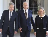 Biden, Sauli Niinisto y Magdalena Andersson