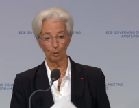 Lagarde, durante la conferencia en Ámsterdam tras la reunión del BCE.