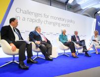 Bailey (BoE), Carsten (BIS), Lagarde (BCE) y Powell (Fed), en el encuentro de verano del BCE.