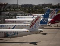 Varios aviones de Air Europa en la terminal T4 del Aeropuerto Adolfo Suárez Madrid-Barajas