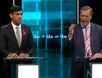 Rishi Sunak, actual primer ministro, en un debate en 2019 junto al líder del Brexit, Nigel Farage.