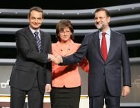 Los dos debates cara a cara entre José Luis Rodríguez Zapatero y Mariano Rajoy para las elecciones generales de 2008 fueron organizados por la Academia de Televisión. En ambos, las encuestas realizadas a posteriori dieron como vencedor al candidato socialista, con más ventaja en el segundo que en el primero. La duración de cada debate fue de 90 minutos y sin pausas; el primero fue bronco y con un formato pactado y muy encorsetado, en el que se sucedieron casi sin interrupciones los monólogos de ambos. De aquella retransmisión lo más recordado fue cuando el entonces líder de la oposición recurrió a la técnica del 'storytelling' para hablar de la que quedó para siempre bautizada como "la niña de Rajoy".