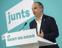 El secretario general de Junts, Jordi Turull, interviene durante una rueda de prensa en la sede del partido, a 29 de mayo de 2023