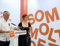 El candidato de Compromís a la Presidencia de la Generalitat, Joan Baldoví, y la coportavoz, Àgueda Micó