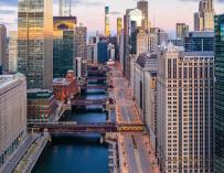 Vista aérea de la ciudad estadounidense de Chicago.