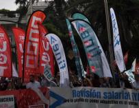 Manifestación del sector financiero convocada por los sindicatos CCOO, FINE y UGT.
