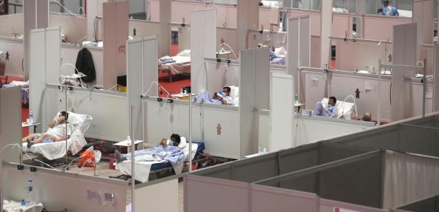 Vista general del pabellón 9 de IFEMA, donde se encuentra instalado el hospital temporal para tratar a enfermos de coronavirus