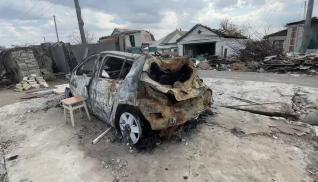 Imágenes de los daños de un misil ruso en una casa en la provincia de Kiev