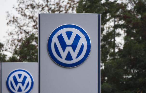 The Volkswagen logo is seen at a Volkswagen dealer