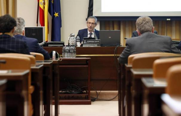 Pablo Hernández de Cos, gobernador del Banco de España en su comparencencia en la Comisión de Asuntos Económicos en el Congreso de los Diputados.