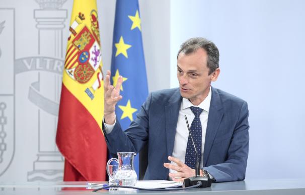 El ministro de Ciencia e Innovación, Pedro Duque, durante la comparecencia en rueda de prensa posterior al Consejo de Ministros celebrado en Moncloa