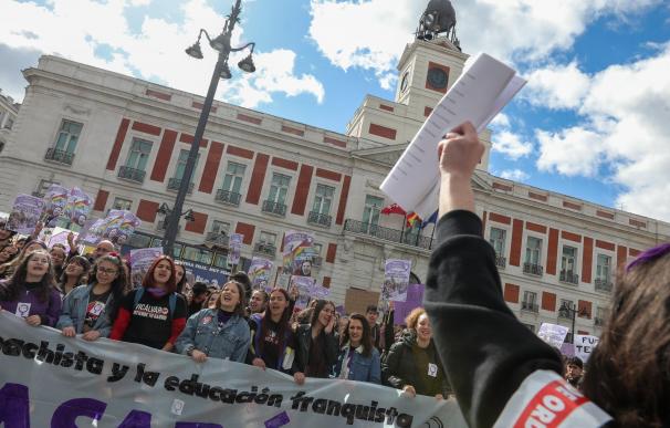 Manifestación de jóvenes contra la violencia machista en la Puerta del Sol.