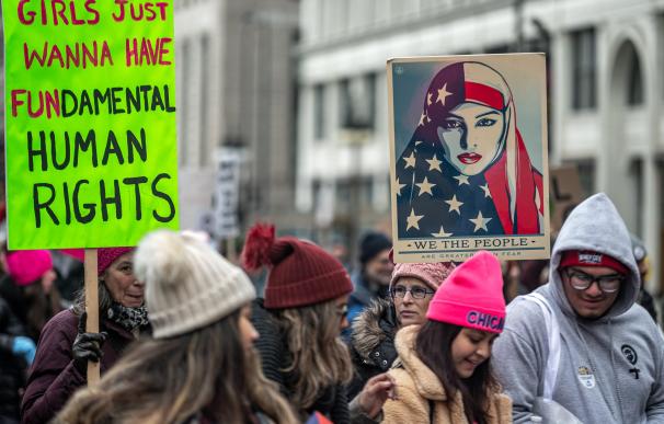 Imagen de la manifestación en favor de la mujer celebrada en Chicago en enero de este año.