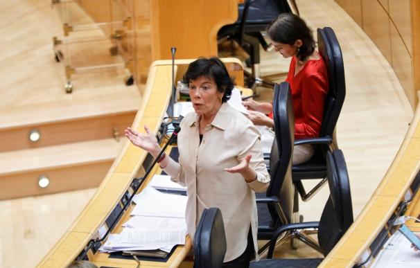 La ministra de Educación, Isabel Celaá, en una sesión en el Senado.
