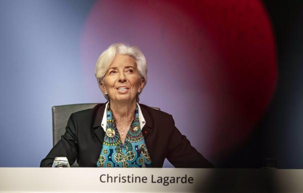 La presidenta del BCE, la francesa Christine Lagarde, en rueda de prensa.