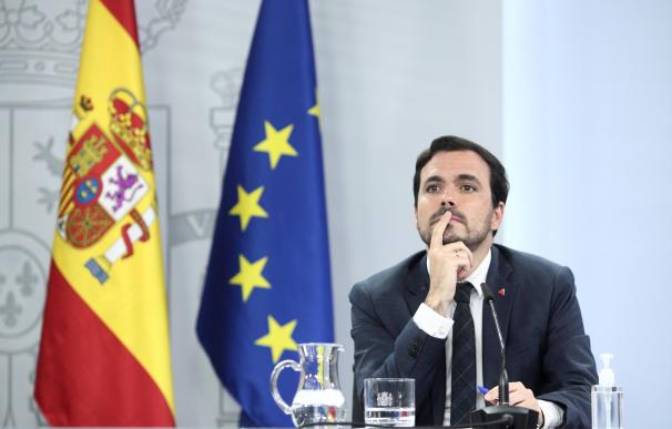 El ministro de Consumo, Alberto Garzón, en una rueda de prensa en Moncloa.