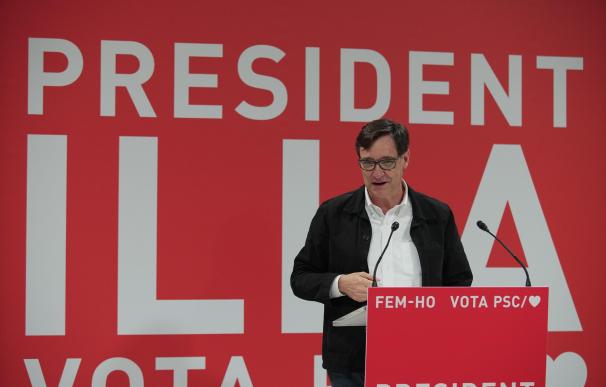 El candidato del PSC a la Presidencia de la Generalitat, Salvador Illa, en un acto telemático desde Tortosa (Tarragona). PSC 30/1/2021