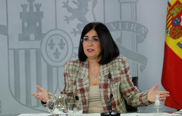 La ministra de Sanidad, Carolina Darias, en la rueda de prensa posterior a la reunión del Consejo de Ministros