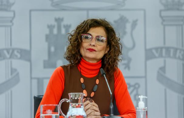 La ministra de Hacienda, María Jesús Montero, en la rueda de prensa tras el Consejo de Ministros.