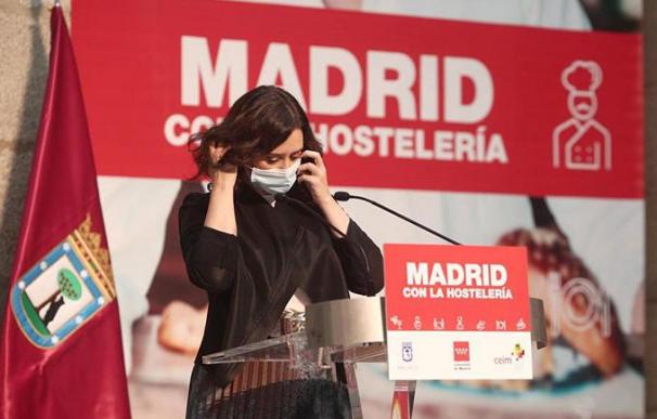La presidente de la Comunidad de Madrid, Isabel Díaz Ayuso, en un acto de apoyo a la hostelería.