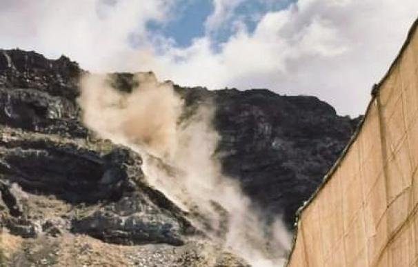 Deslizamiento de tierra en La Palma luego de un seísmo.