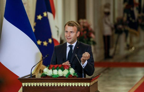 El presidente de la República Francesa, Emmanuel Macron, en una conferencia de prensa.