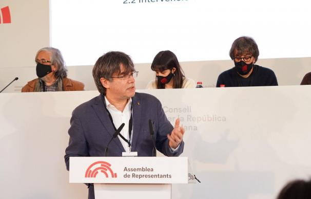 El expresidente de la Generalitat Carles Puigdemont tras ser elegido nuevo presidente del Consell per la República CONSELL PER LA REPÚBLICA 05/3/2022