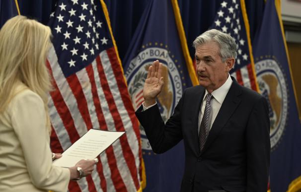 Powell, en su reciente toma de posesión de su segundo mandato en la Fed.
