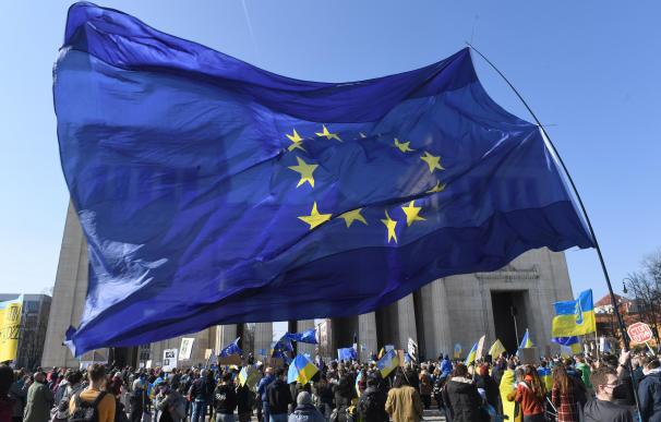 Banderas Bruselas Unión Europea