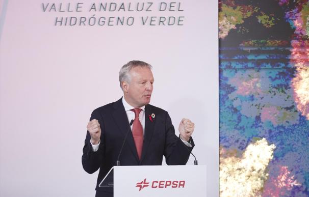 El CEO de Cepsa, Marteen Westsalaar, durante la presentación del proyecto de Cepsa 'Valle andaluz del Hidrógeno Verde'.