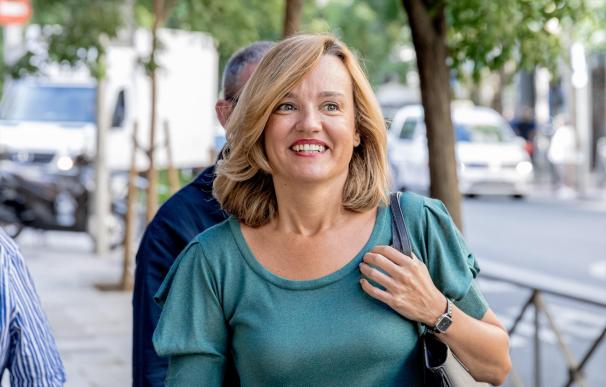 La portavoz de la CEF y ministra de Educación y FP, Pilar Alegría, a su llegada a la Comisión Ejecutiva Federal del PSOE